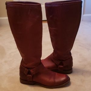 EUC Frye Phillip harness red boots